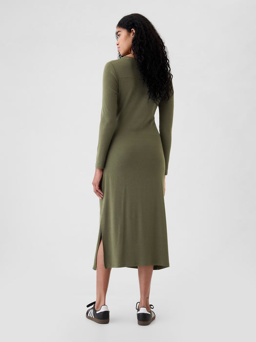 Modern Rib Tie-Knot Midi Dress