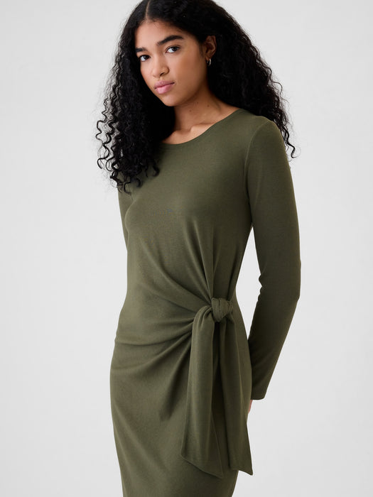 Modern Rib Tie-Knot Midi Dress