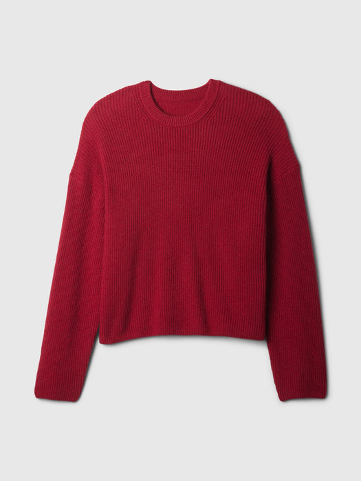 CashSoft Shaker-Stitch Crewneck Sweater