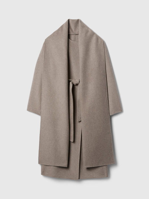 Belted Double-Faced Wool Scarf Coat