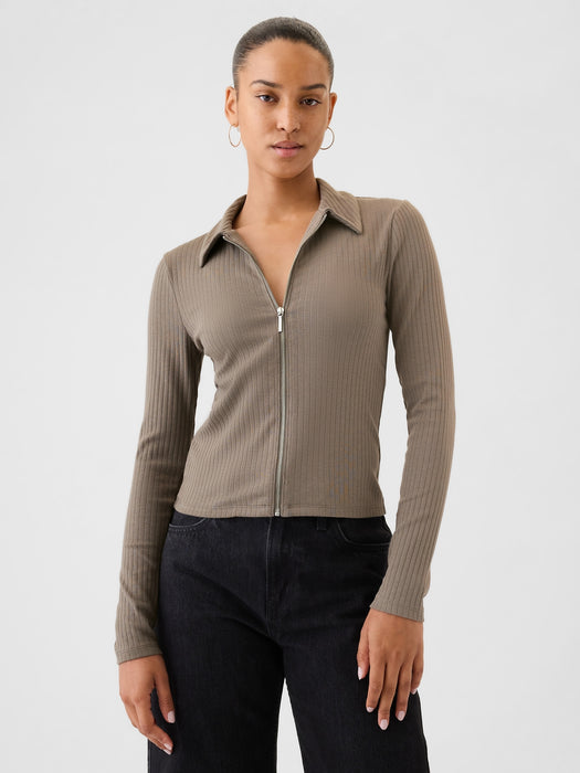 Modern Rib Zipper Shirt