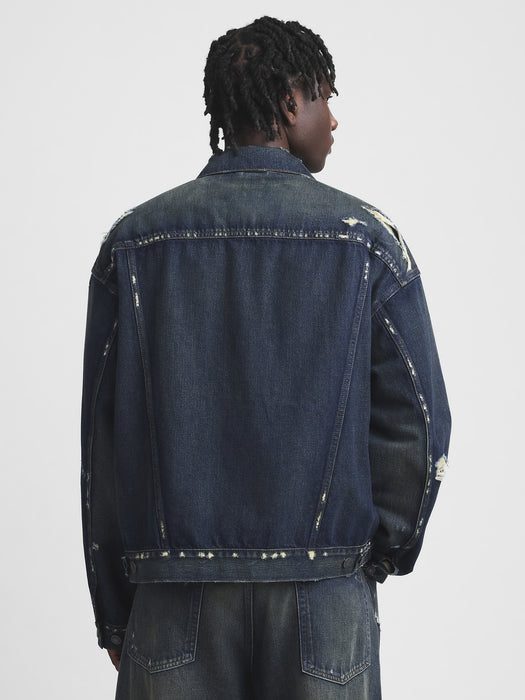 gap & madhappy distressed denim trucker jacket