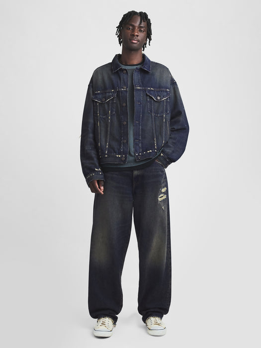 gap & madhappy distressed denim trucker jacket