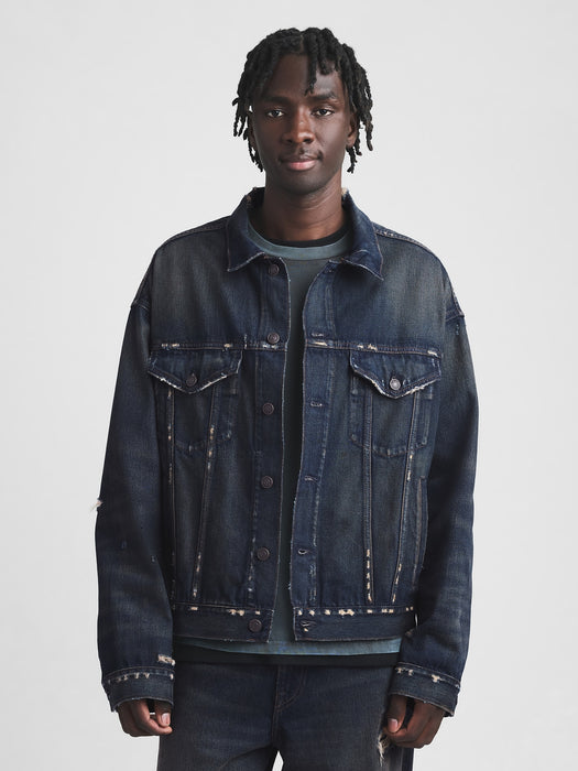 gap & madhappy distressed denim trucker jacket