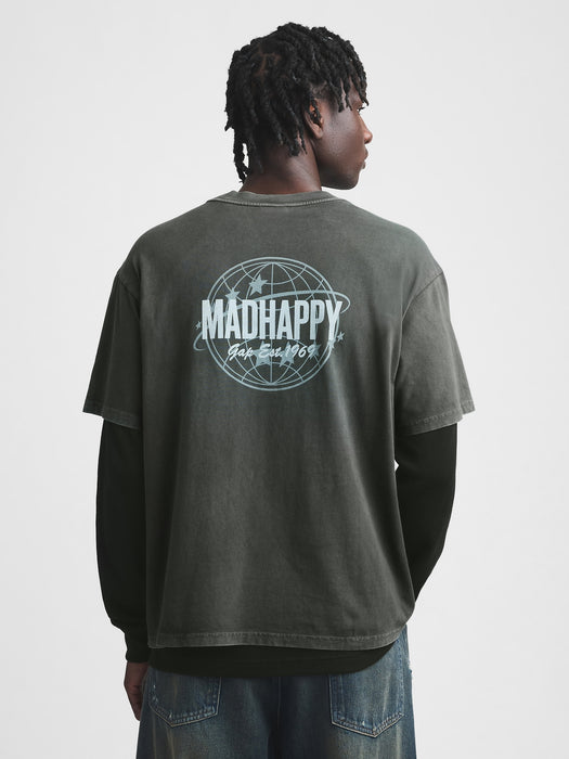 gap & madhappy globe pocket tee