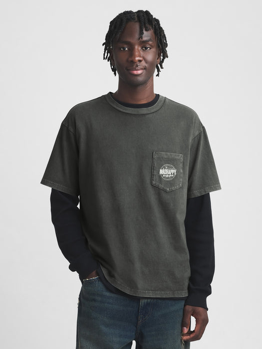 gap & madhappy globe pocket tee