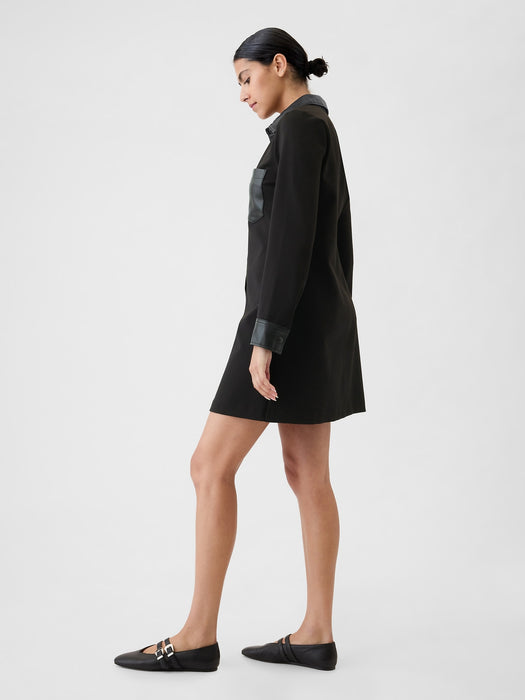 Vegan Leather Shift Mini Dress