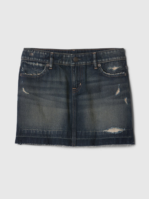 gap & madhappy distressed mini denim skirt