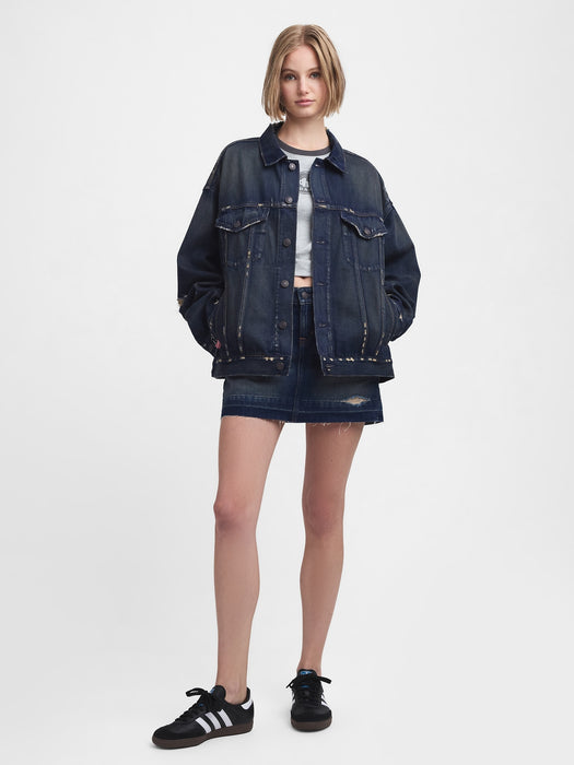 gap & madhappy distressed denim trucker jacket