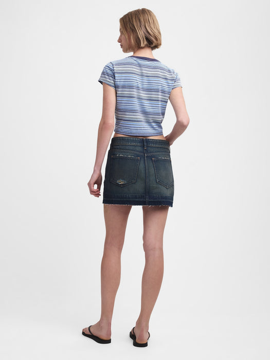 gap & madhappy distressed mini denim skirt