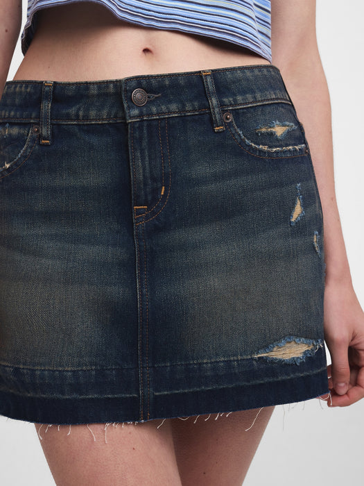 gap & madhappy distressed mini denim skirt