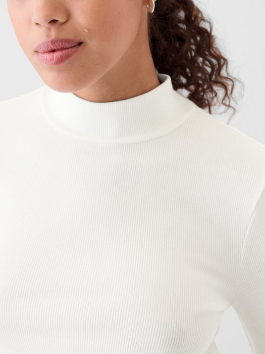 Modern Rib Cropped Mockneck Shirt