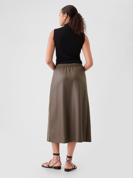 Vegan Leather Midi Skirt