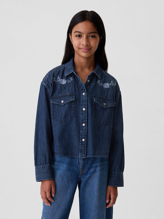 Kids Oversized Denim Western Shirt