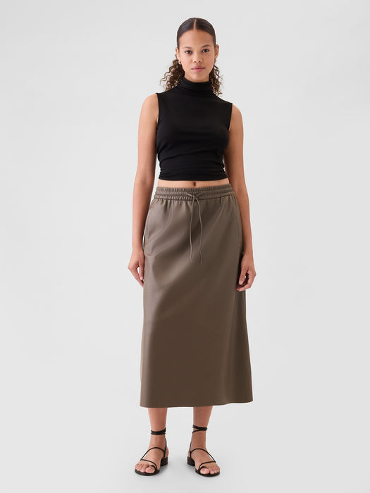 Vegan Leather Midi Skirt