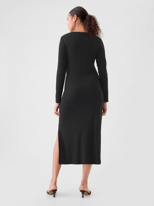 Modern Rib Tie-Knot Midi Dress