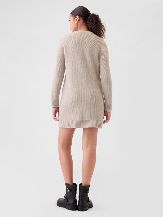 CashSoft Shaker-Stitch Mini Sweater Dress