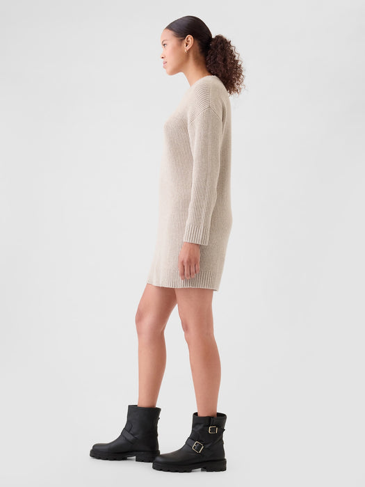 CashSoft Shaker-Stitch Mini Sweater Dress