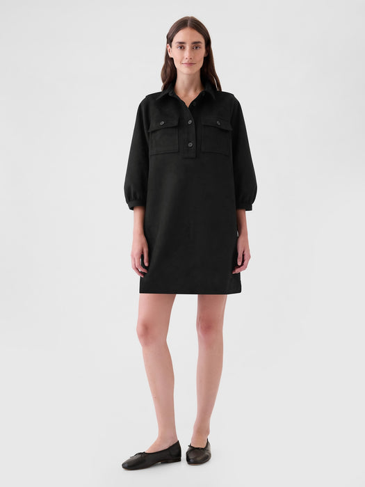 Vegan Suede Shift Mini Dress