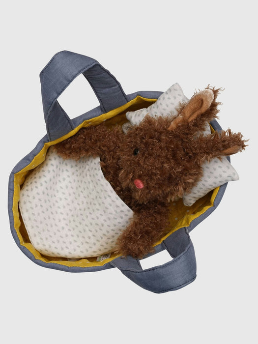 Moppettes Beau Bunny Stuffed Animal Bassinet and Pillow