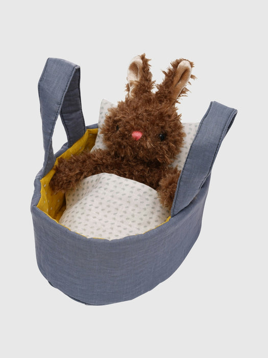 Moppettes Beau Bunny Stuffed Animal Bassinet and Pillow