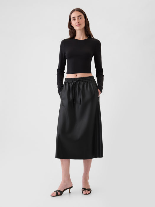 Vegan Leather Midi Skirt