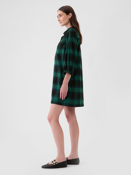 Flannel Utility Mini Shirtdress