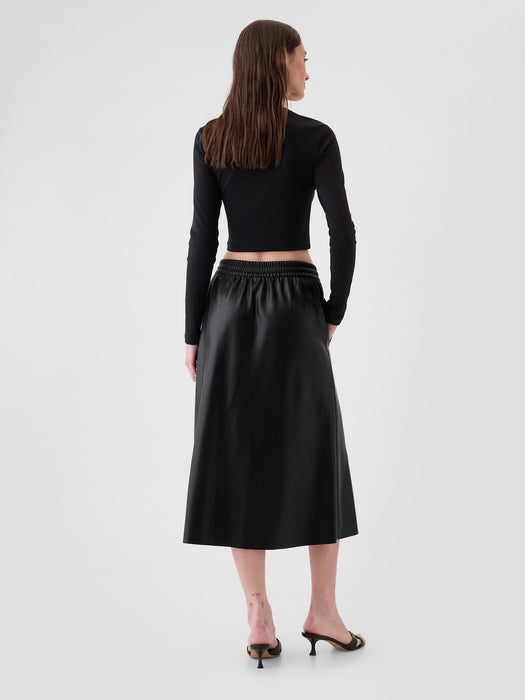 Vegan Leather Midi Skirt