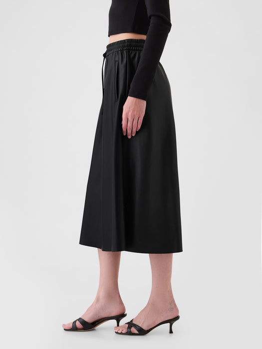 Vegan Leather Midi Skirt