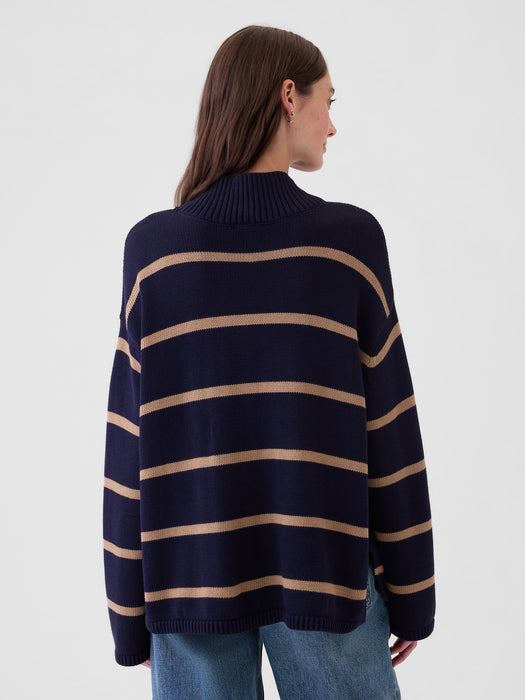 Oversized Split-Hem Mockneck Sweater