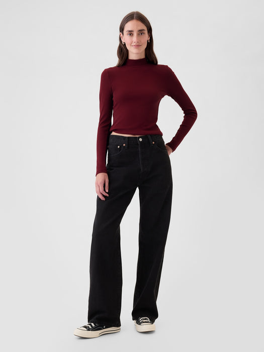 Modern Rib Cropped Mockneck Shirt