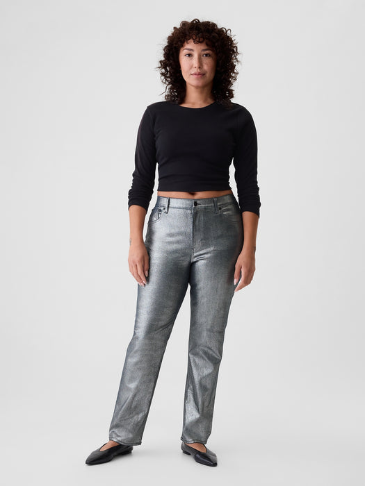 High Rise Metallic &#39;90s Straight Jeans