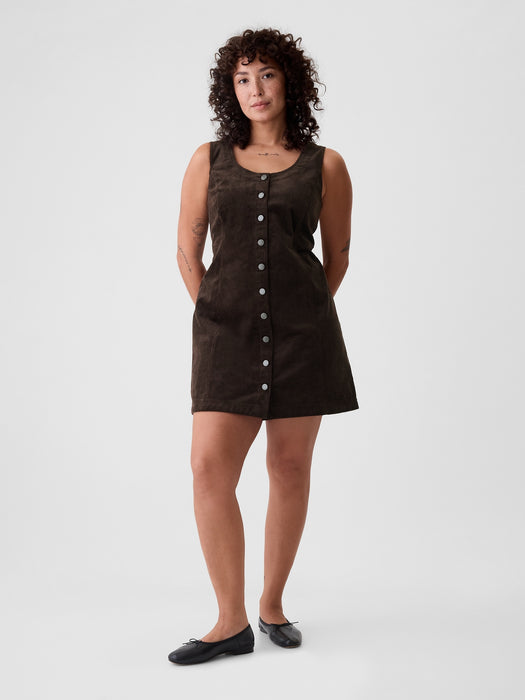 Corduroy Button Mini Dress