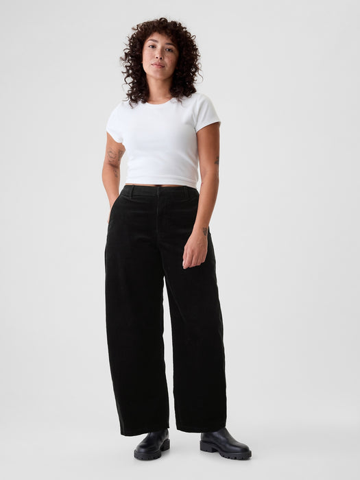 High Rise Corduroy Tapered Ankle Trousers