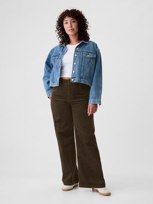 High Rise Corduroy Stride Wide-Leg Pants