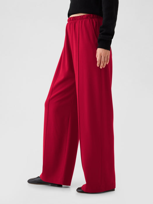 Wide-Leg Seamed Pull-On Pants