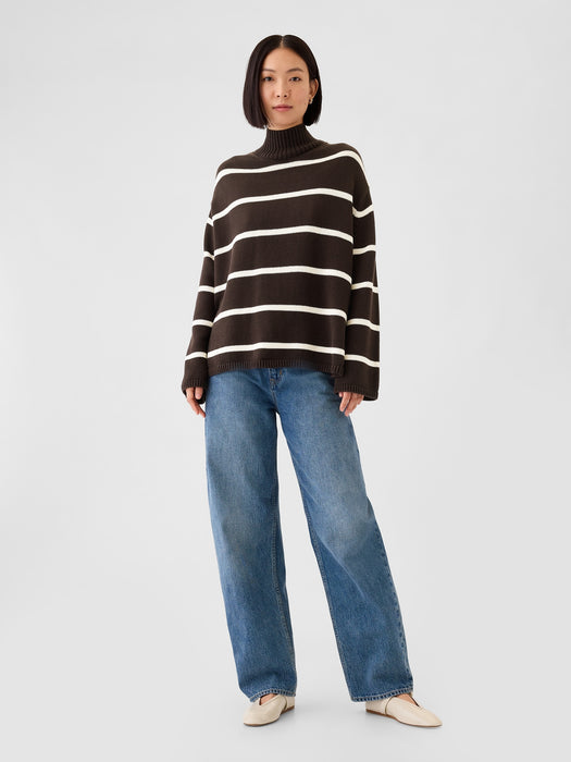 Oversized Split-Hem Mockneck Sweater