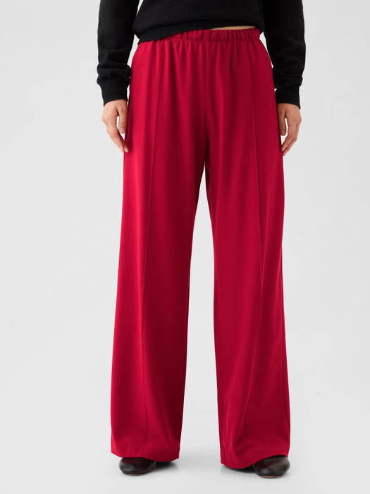 Wide-Leg Seamed Pull-On Pants