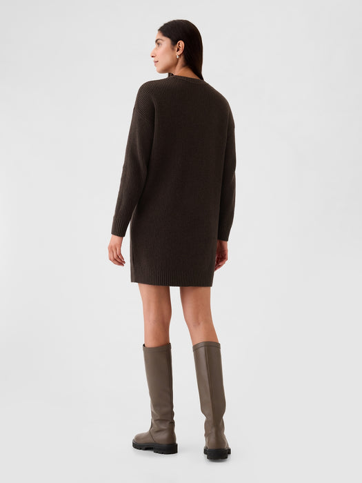 CashSoft Shaker-Stitch Mini Sweater Dress