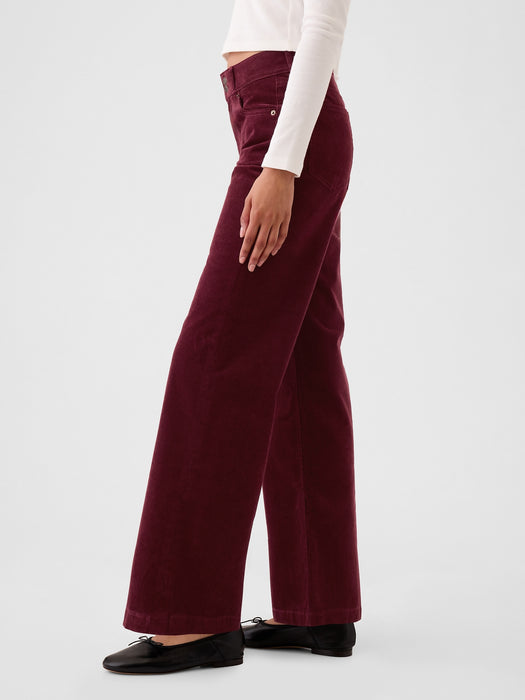 High Rise Corduroy Stride Wide-Leg Pants