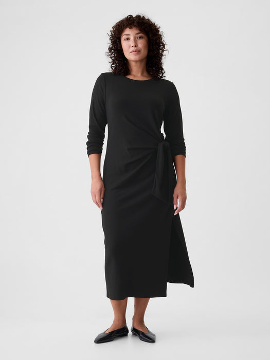 Modern Rib Tie-Knot Midi Dress