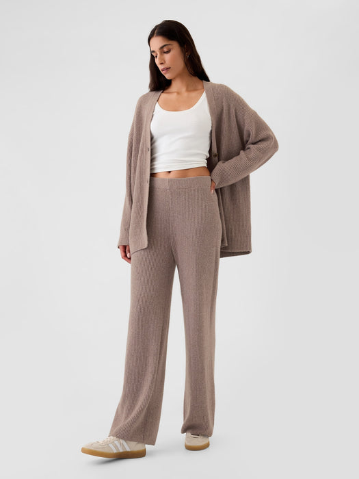 CashSoft Shaker-Stitch Sweater Pants