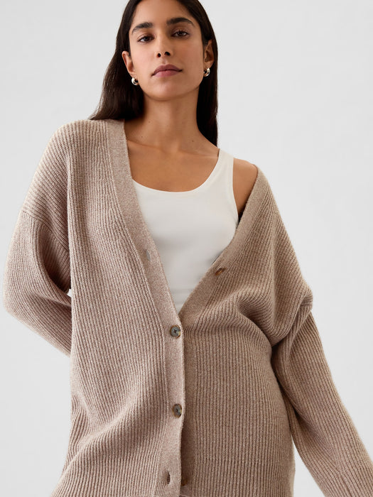 CashSoft Shaker-Stitch Boyfriend Cardigan