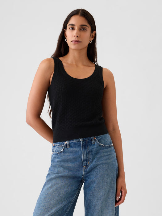 Cropped Pointelle Sweater Tank