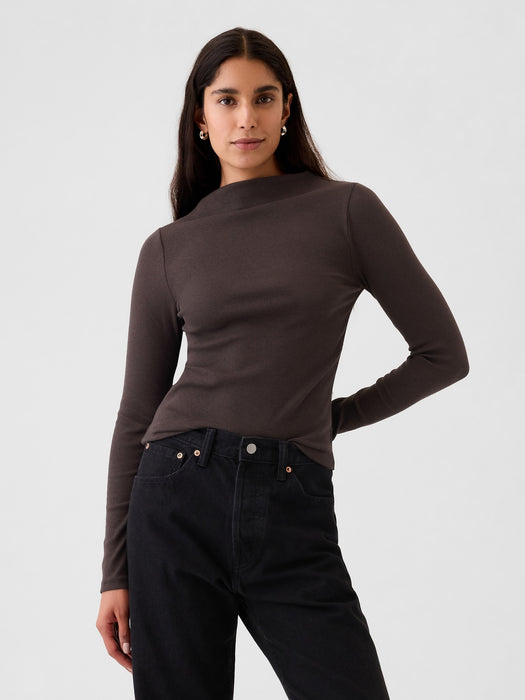 Modern Rib Funnel-Neck T-Shirt