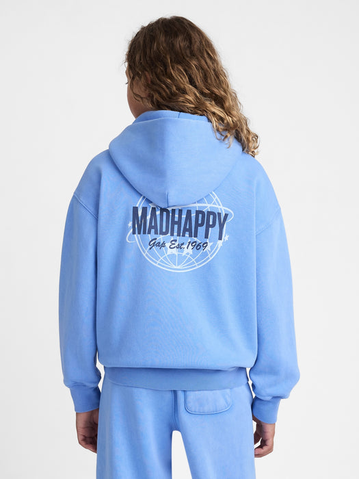 gap & madhappy kids globe full-zip hoodie