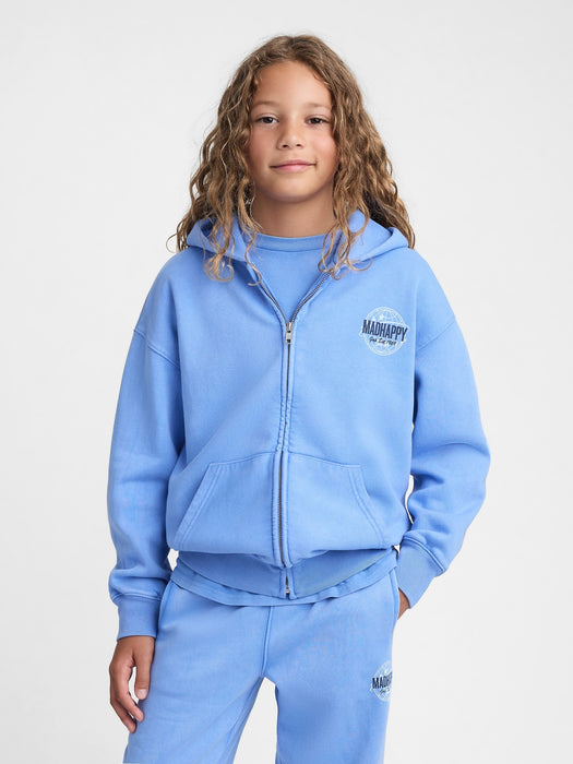 gap & madhappy kids globe full-zip hoodie