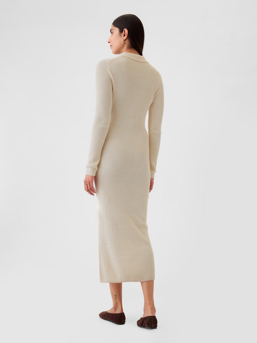 CashSoft Rib Midi Polo Sweater Dress