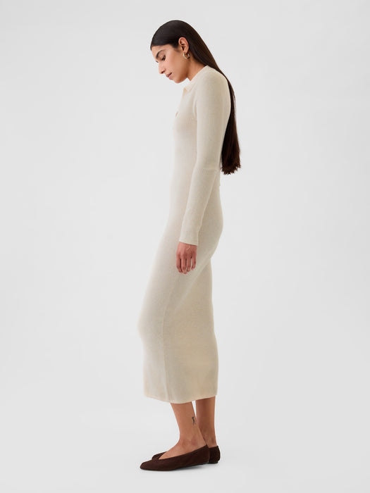 CashSoft Rib Midi Polo Sweater Dress