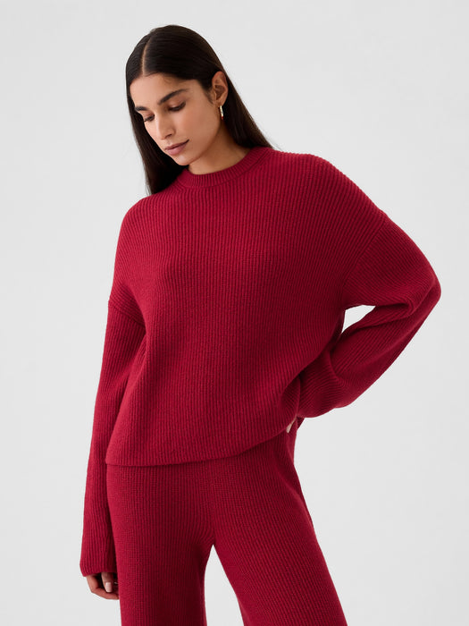 CashSoft Shaker-Stitch Crewneck Sweater